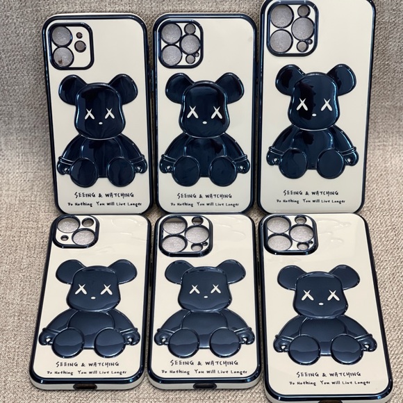 Electroplate Blue Violent Bear in White Background iPhone Case - Picture 8 of 10